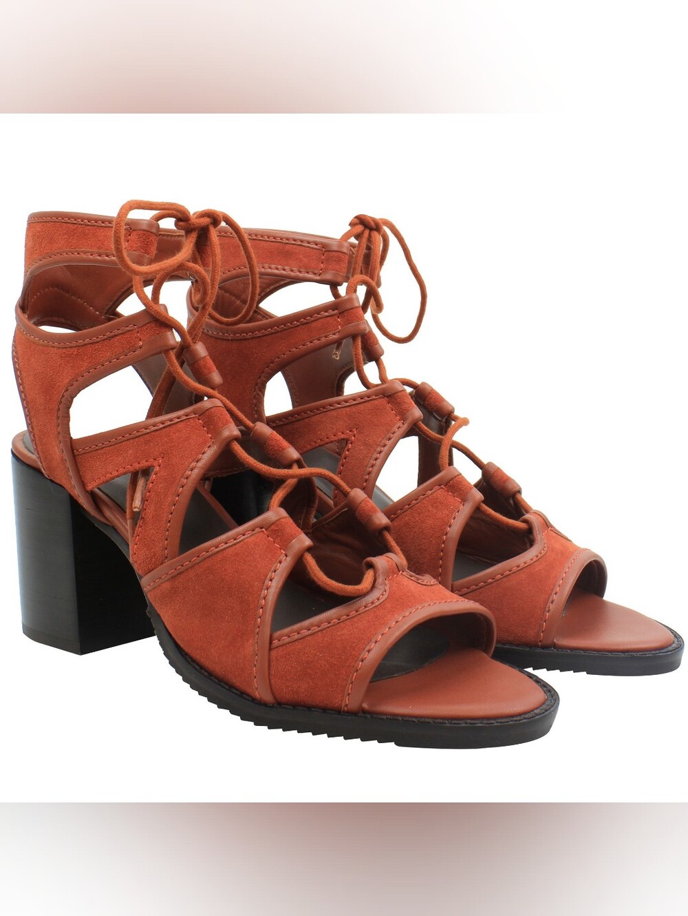 TED BAKER Lylla leather and suede heeled ghillie sandals